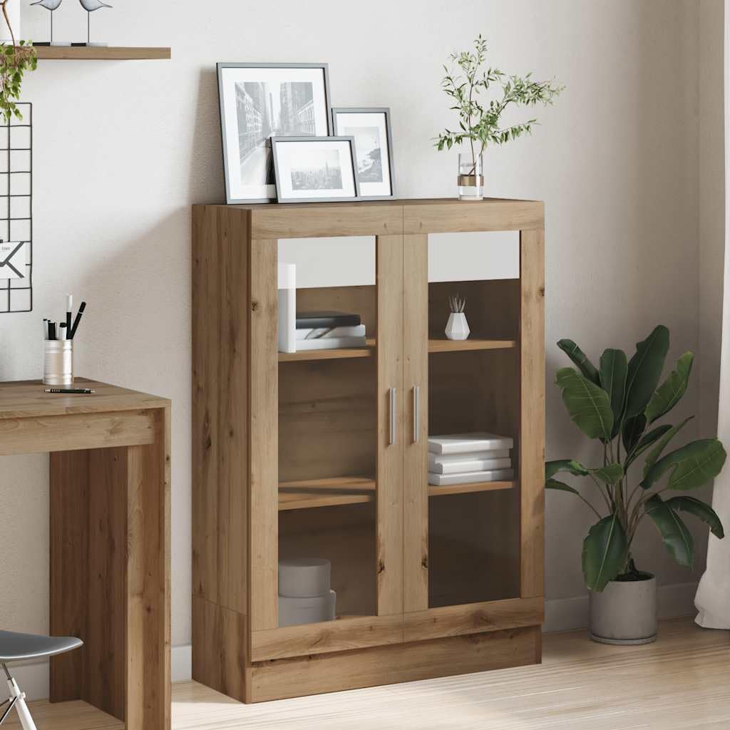 Tomostar Vitrine en Verre, Armoire Vitrine de Collection Armoire Vitrée Bibliothèque Meubles de Rangement pour Salon chêne Artisanal 82,5x30,5x115 cm Bois d'ingénierie