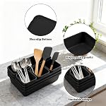8 PCS Ensemble d'organisateur de tiroirs, bacs de séparation de bureau en plastique empilable, rangement cosmétique de maquillage multi-dimensions pour la salle de bains de cuisine, noir