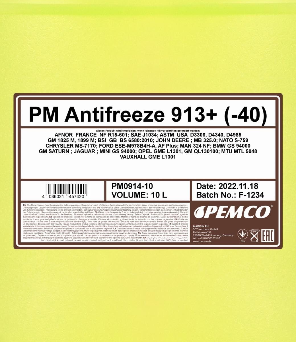 PEMCO PM0914-10 Antigel 10L jaune