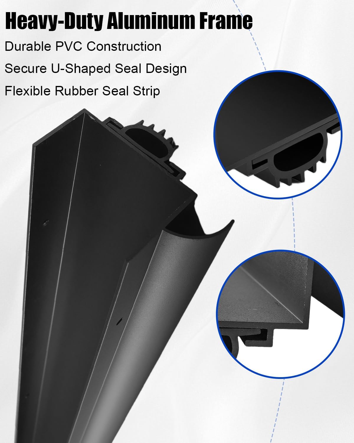 1 Pcs 1-3/4" x 36" U Shaped Aluminum Door Sweep for Exterior Doors, Metal Weather Stripping Seal, Draft Stopper Threshold, Door Sweep Draft Stopper, Black
