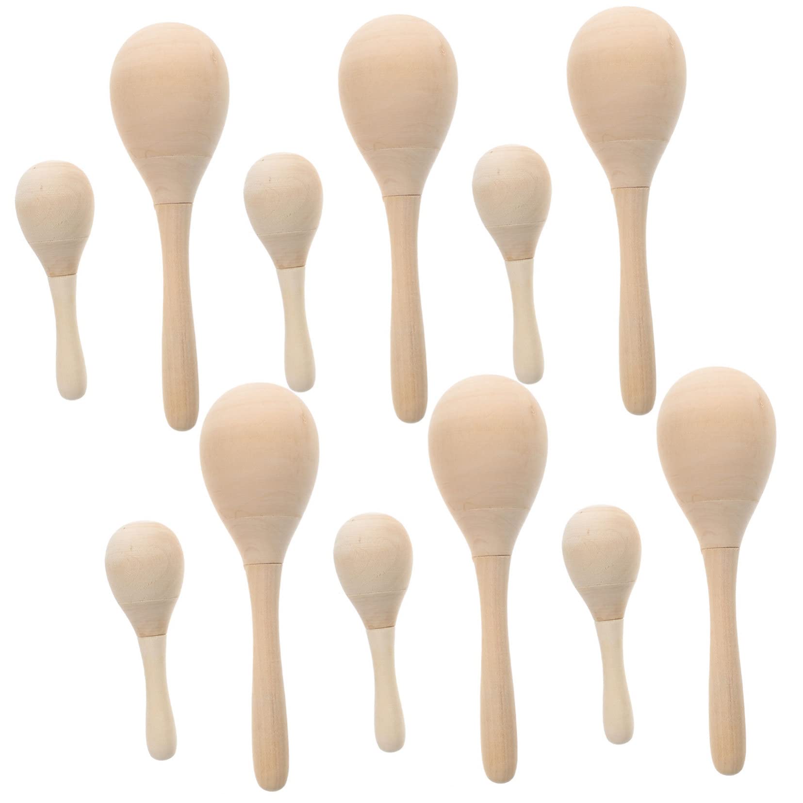 HANABASS 12pezzi Maracas in Legno per Ragazzo Ragazza Ragazza Strumenti Musicali Fai da Te Giocattoli Educativi Sonagli Musicali per Migliorare Coordinazione e Interesse per Attività