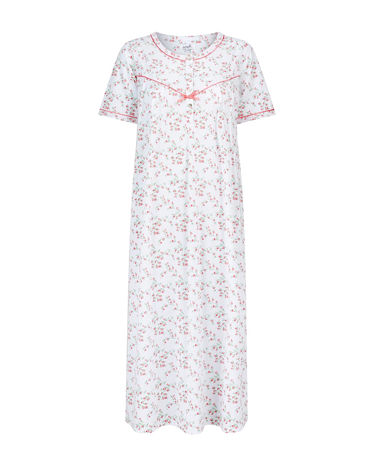La Marquise Ladies 'Moonlit Tulip' 50" Short Sleeve Longer Length Nightdress 05375L Peach XL-2XL