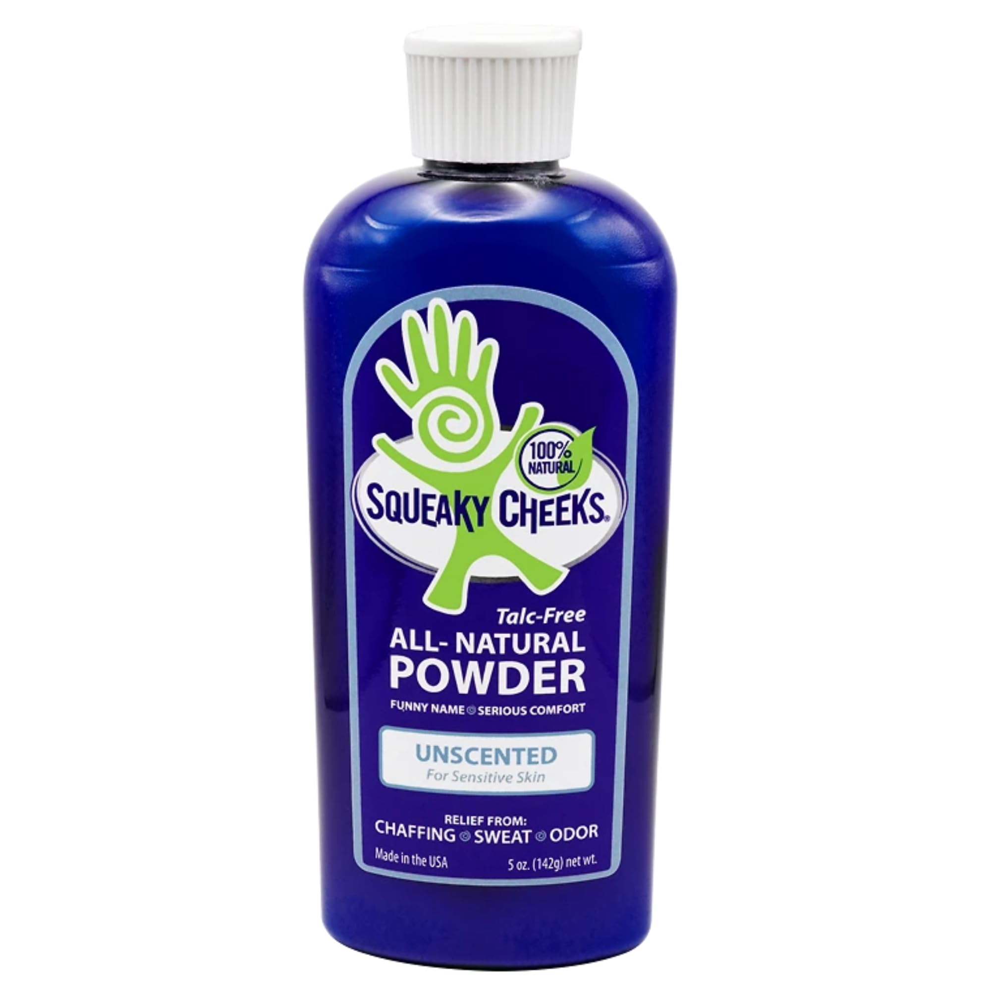 Squeaky Cheeks Unscented Fragrance-Free Dusting Powder - Gentle and Nourishing for Sensitive Skin - Organic and Talc-Free (5oz)