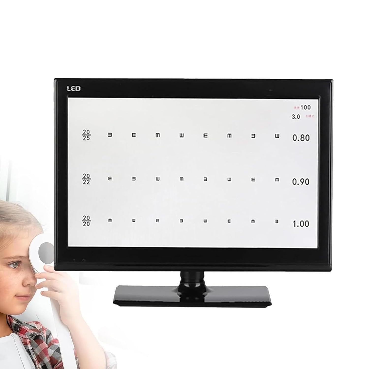 Grafico ottico ottico digitale LCD con 300 bersagli visivi per misurazione della visione chiara, ideale per test di optometria e terapia della visione