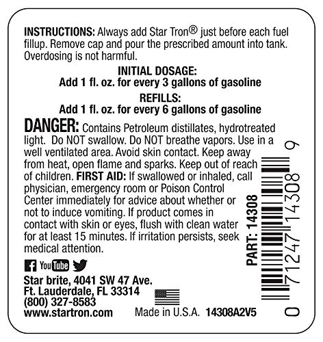 Star Brite Star Tron Enzyme Fuel Treatment, Small Engine Formula, 8 Fl Oz – Treats Up To 48 Gals – Gas Additive Rejuvenates & Stabilizes Old Gasoline, Cures & Prevents Ethanol Problems #TOP1