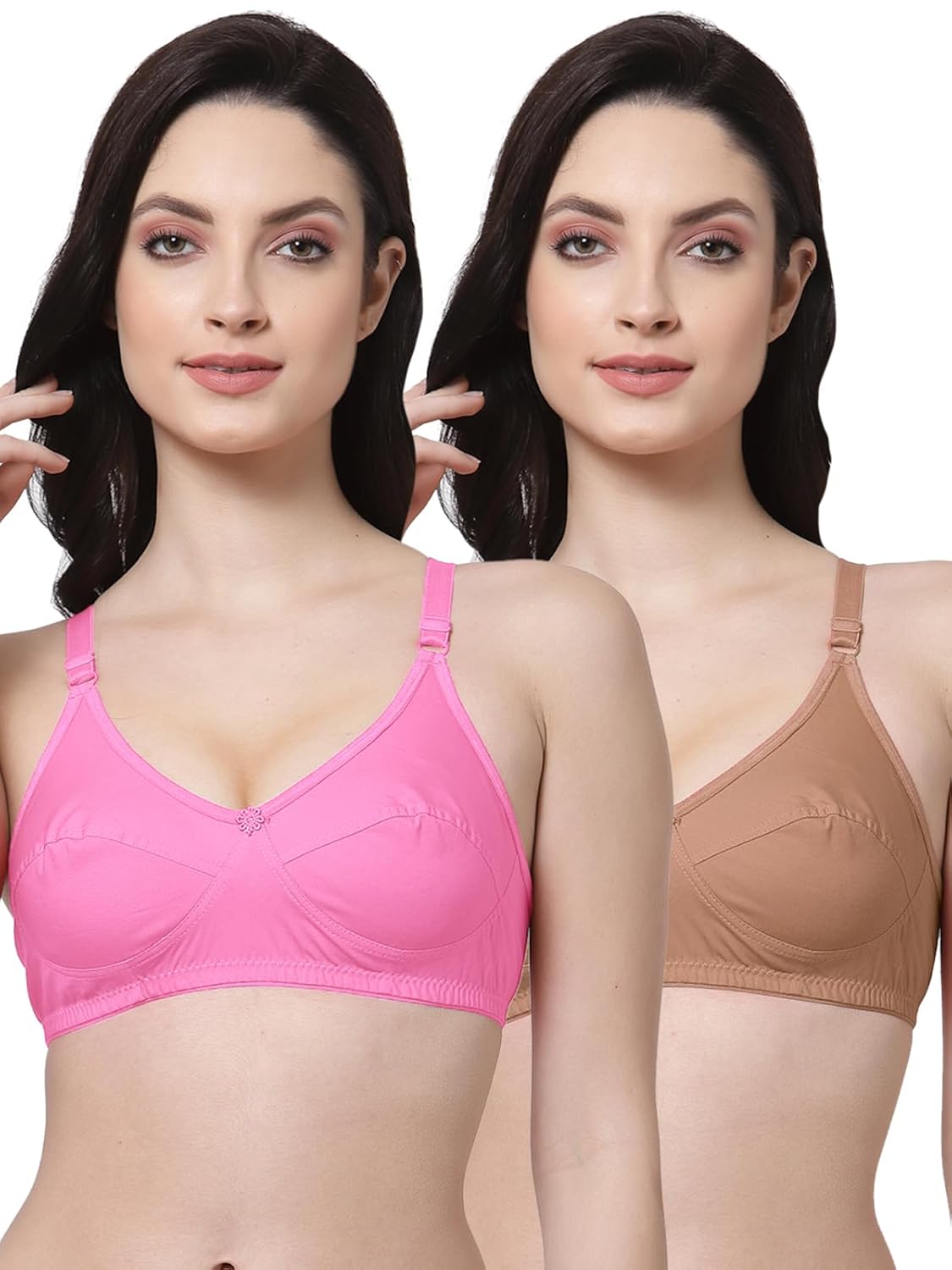 Black, Lavender Non Padded Seam Full Coverage Bra