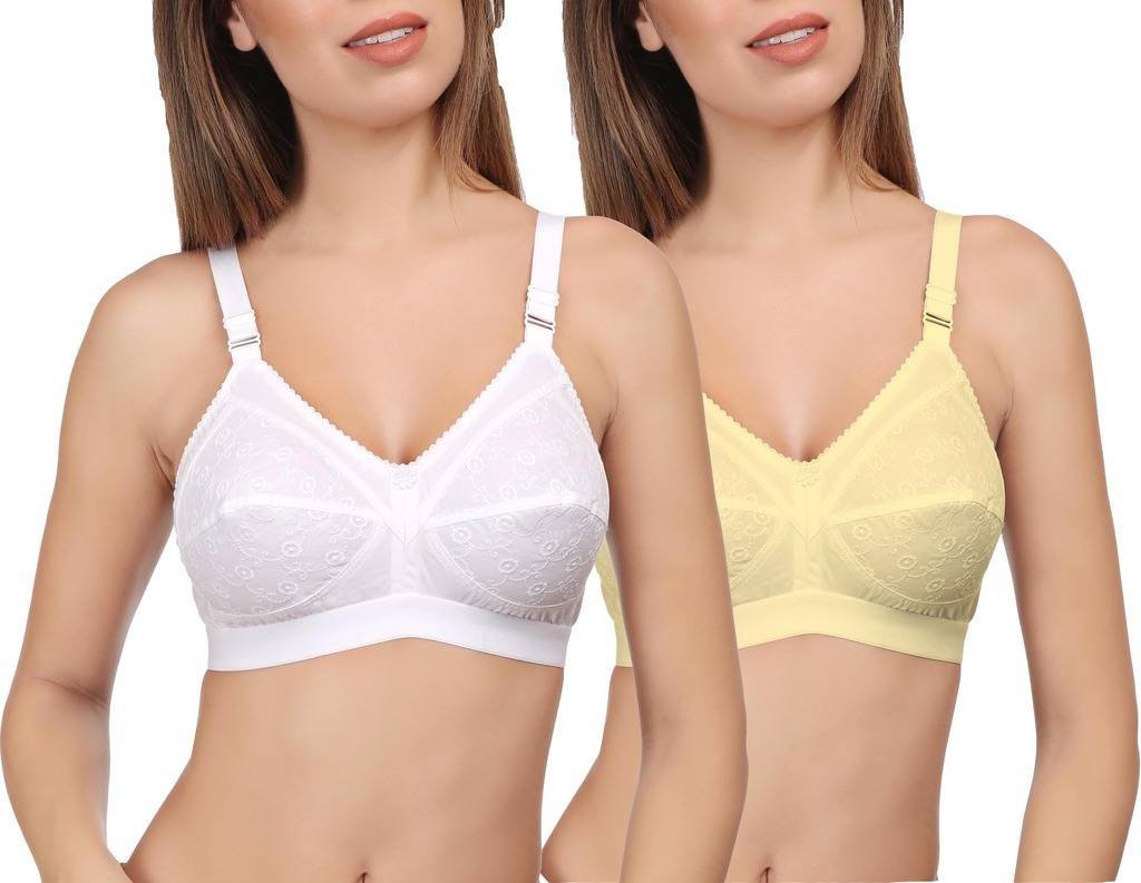 eve's beauty Womens Full Coverage White and Beige Bra-Pack of 2-picture-4