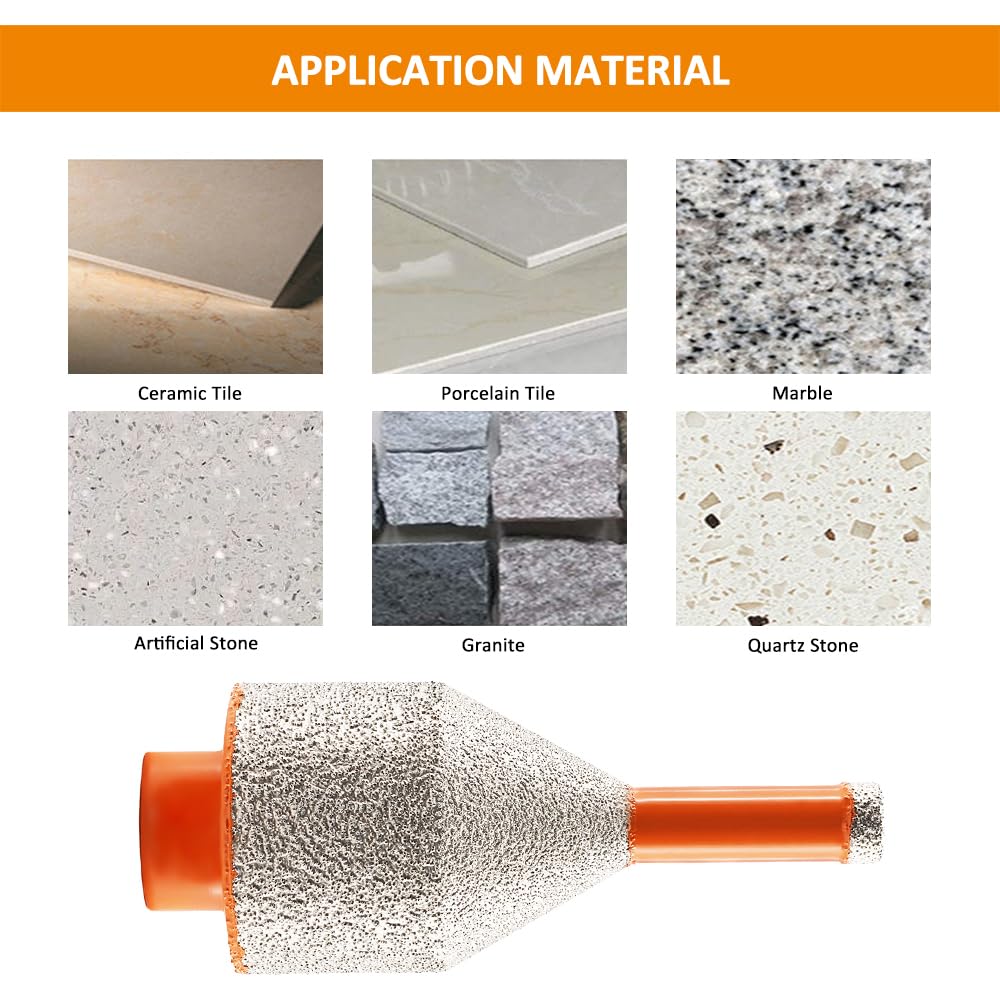Brocas Diamantadas para Biselar - BGTEC20-50mm Brocas Diamantadas, Brocas Diamantadas para Biselar, Brocas Diamantadas para Biselar para Cerámica, Porcelanato, Mármol, Rosca M14, 2pzs.