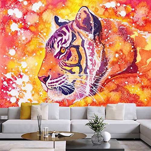 Tapisserie Mandala Tigre et Fille Chocolat 350x180 cm pour un Salon Boho Chic Cosy