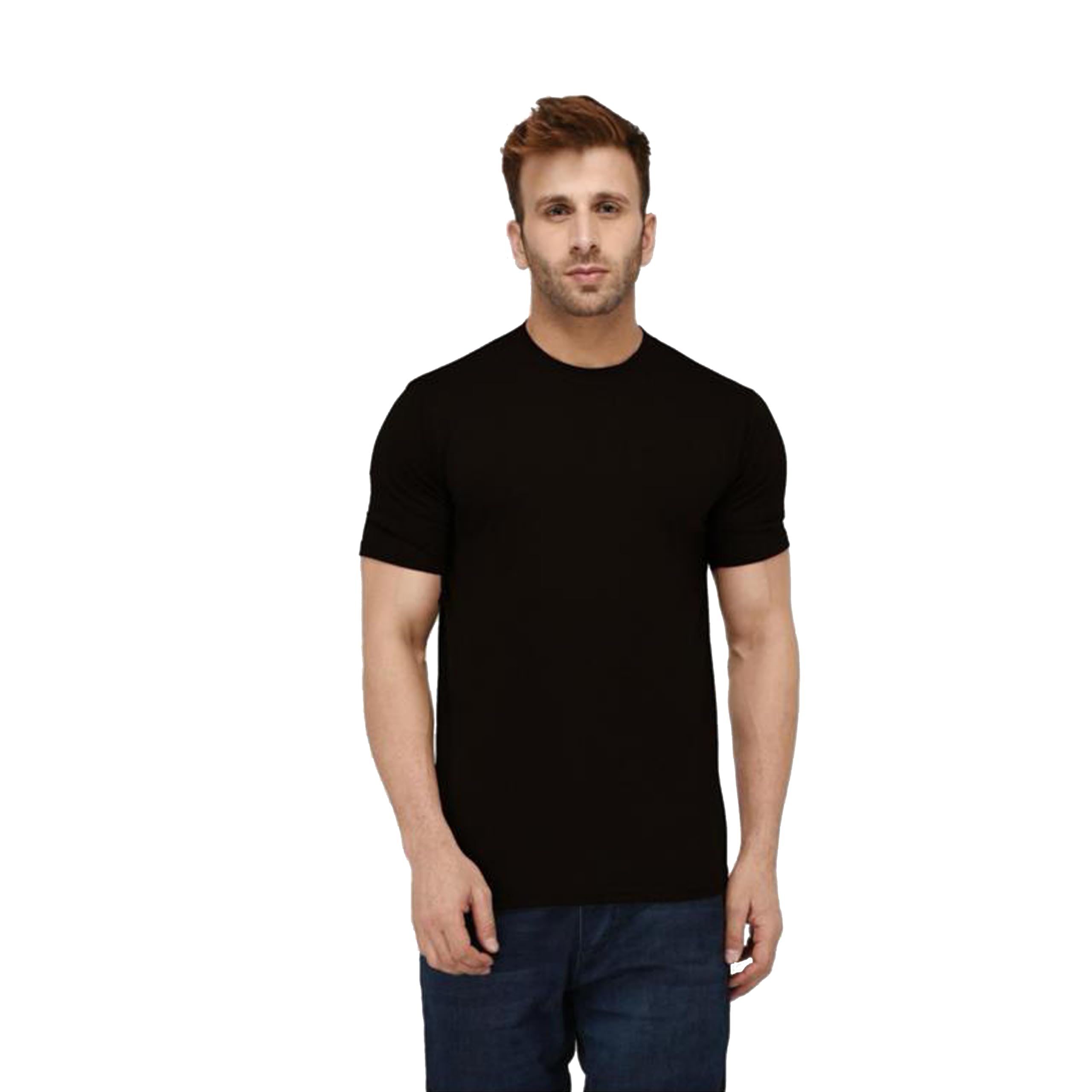Men's Polyester Plain Black Polyster Compatebale T-Shirt Crew Neck (In, Alpha, Xl, Regular, Black)-picture-35