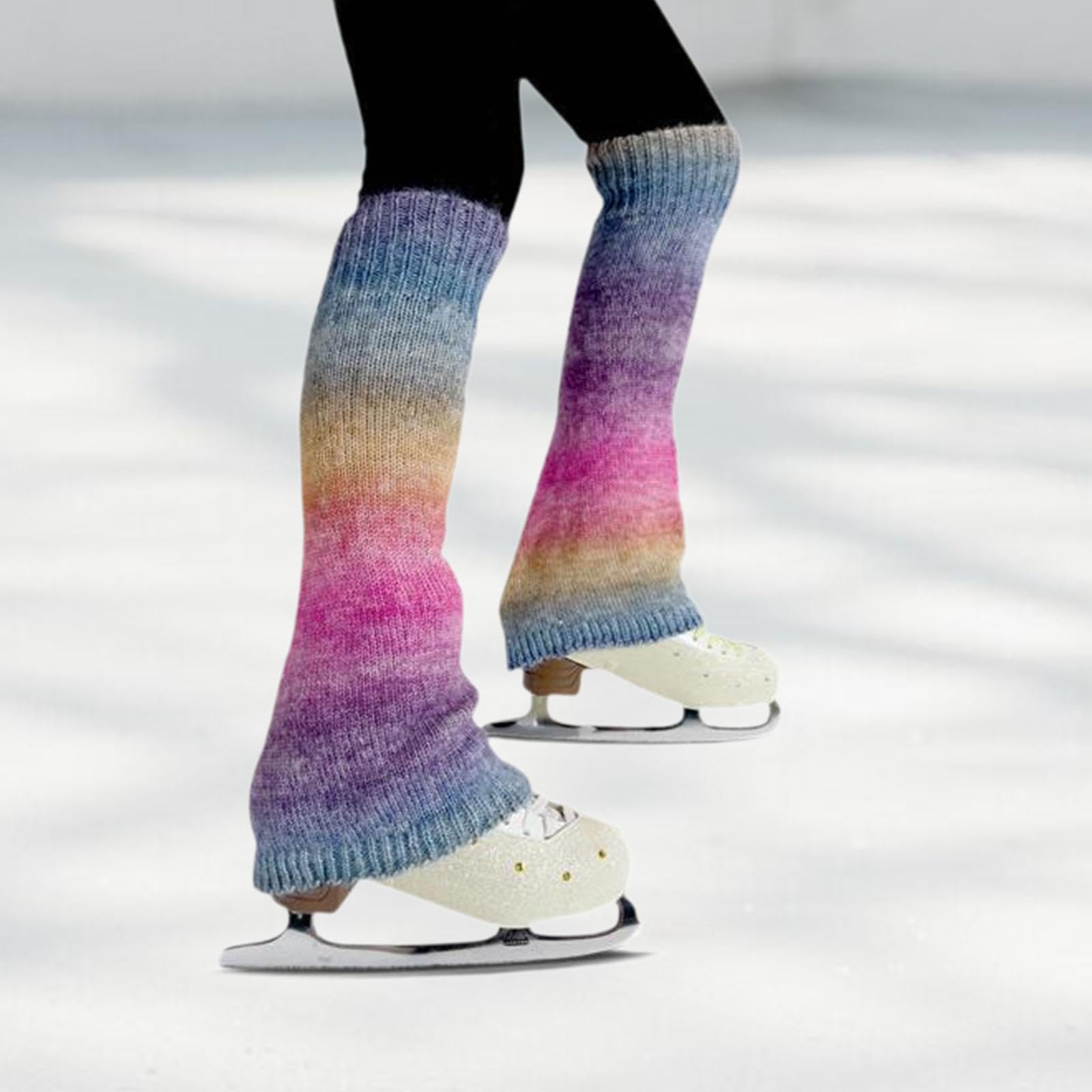 Calentadores de Piernas para Patinaje Artístico, Calcetines de Patinaje para Mujer, Cómodos, de Punto Grueso Y Largos, para Entrenamiento de Ballet.