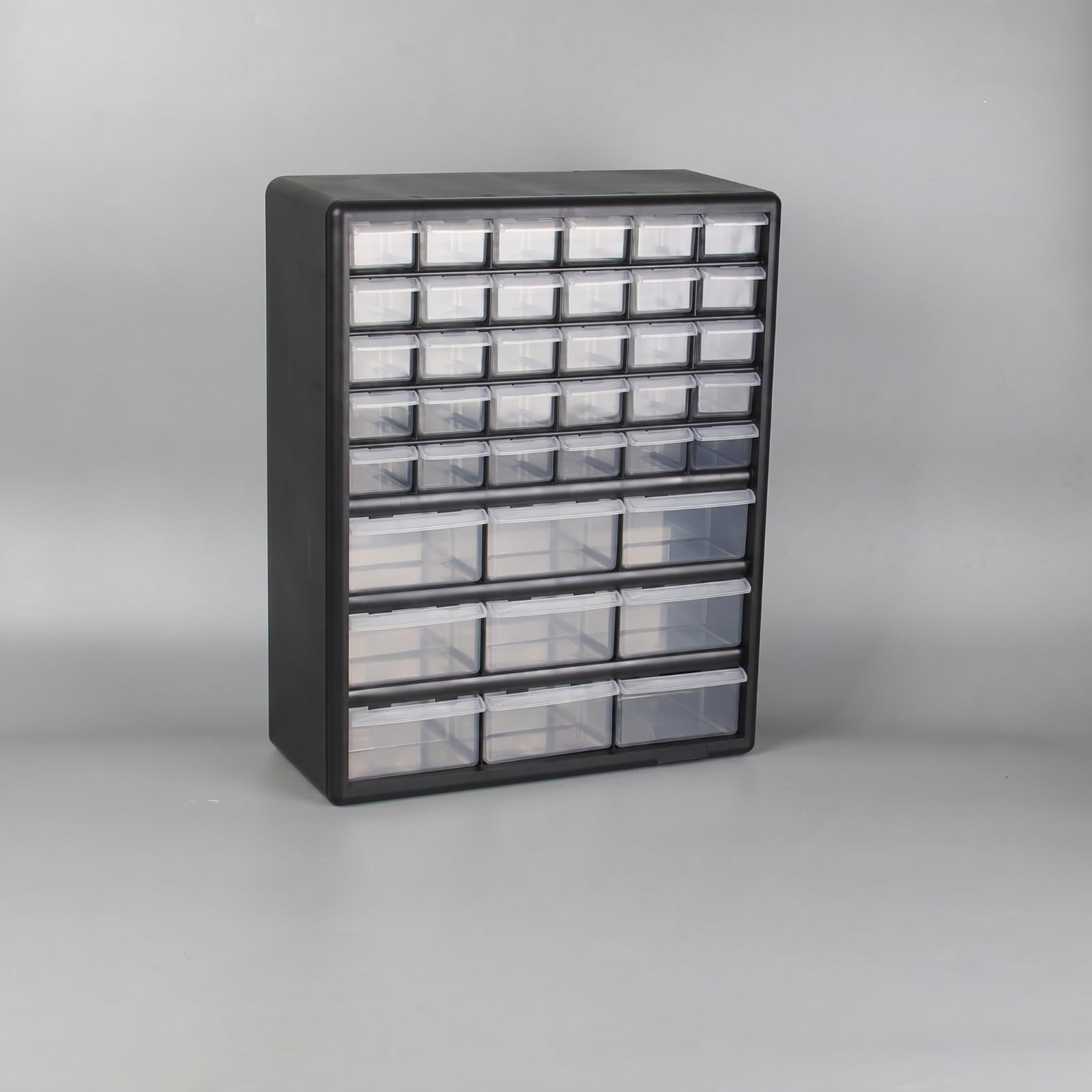 TISHITA Organizer da Cassetto da Scrivania Cassettiera Compatta Organizer Minuterie Componenti Elettronici Attrezzi Plastica con Cassetti Chiari Telaio Nero, Nero