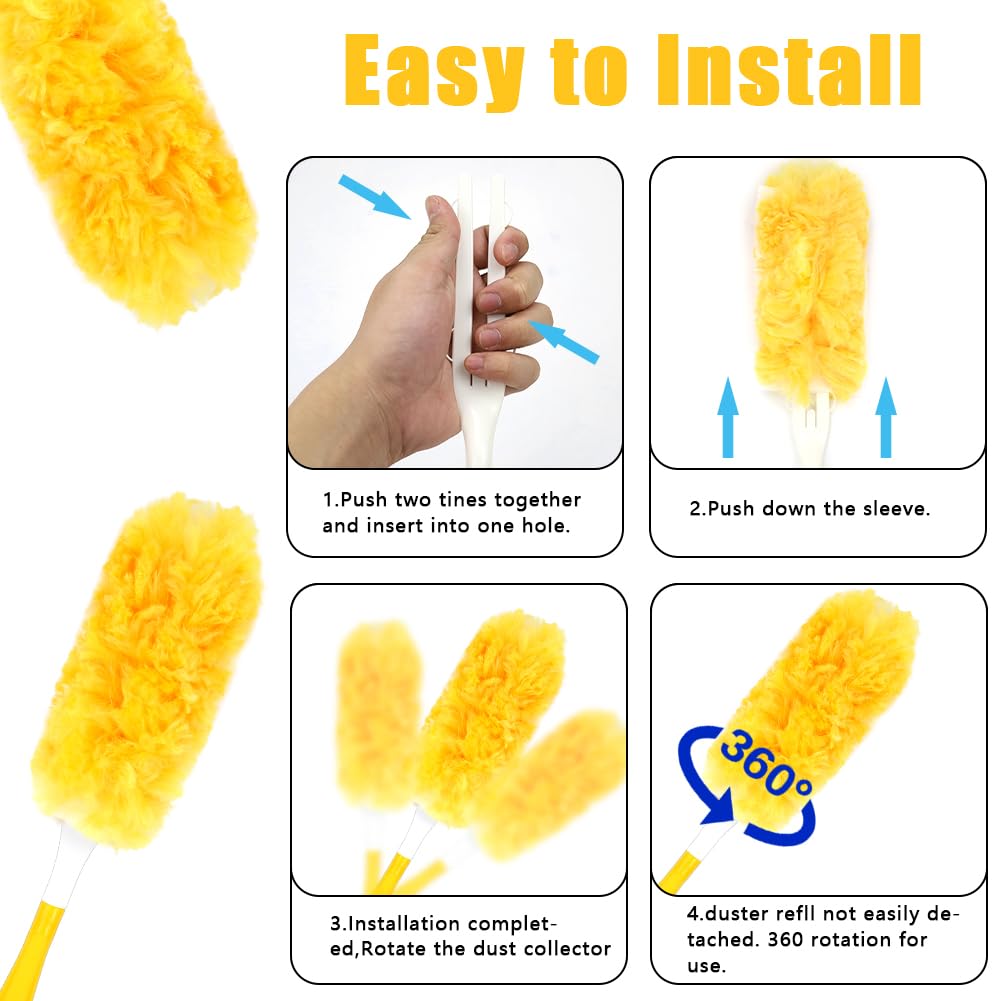 Duster Refills For Swiffer Heavy Duty – 30 Count Refill Kit With 2 Handles For Multi-Surface Cleaning