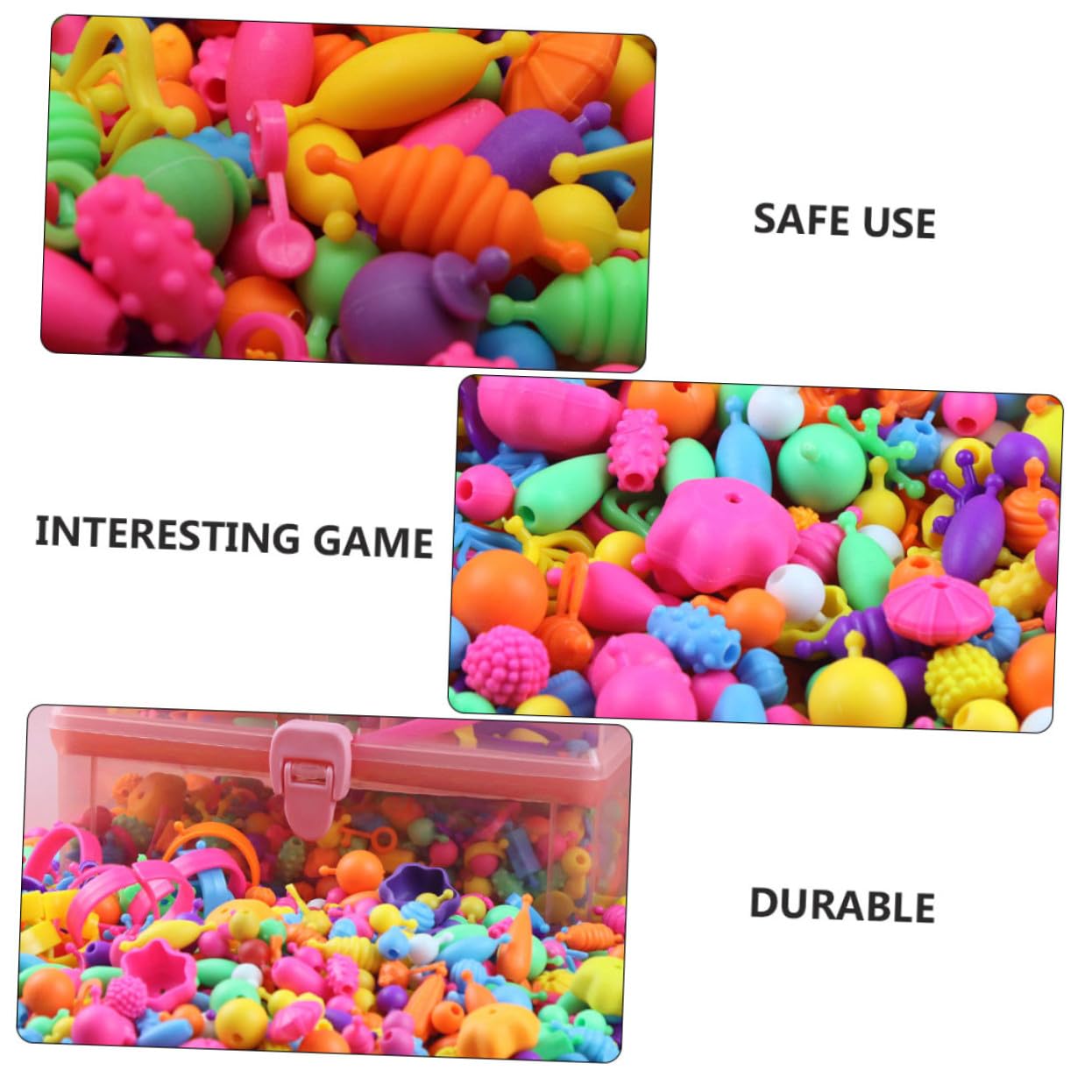 BESPORTBLE Juguete para Niños de Cuentas DIY 700 Piezas de Plástico, Incluye Caja de Almacenamiento y Álbum de Imágenes, Adecuado para Hacer Pulseras Creativas Color