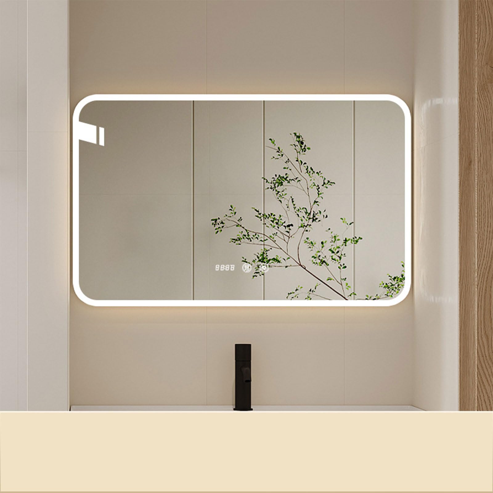 Ściemnialne lustro łazienkowe LED, przeciwmgielne lustro ścienne do nowoczesnego wystroju domu, 50 x 70 cm, lusterko kosmetyczne z regulowanym oświetleniem, idealne do łazienek i przebieralni