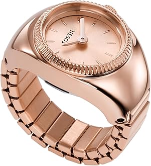 値下げ❗️FOSSIL ハートWatch Ring ゴールド/ピンク Ladies' Fossil Crystal Accent Heart-Shaped Watch Ring with