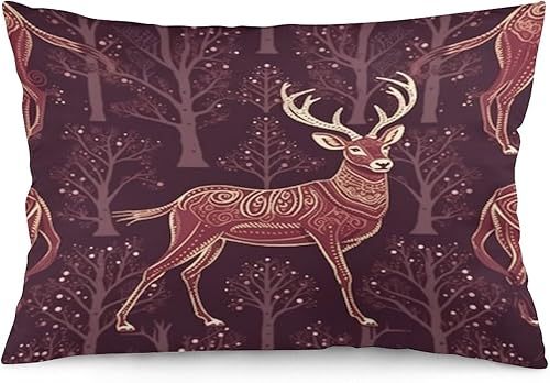 Fundas de almohada refrescantes con diseño de reno burdeos, fundas de almohada lumbar para exteriores con cremallera invisible, funda de almohada disponible en Yaxa Peru