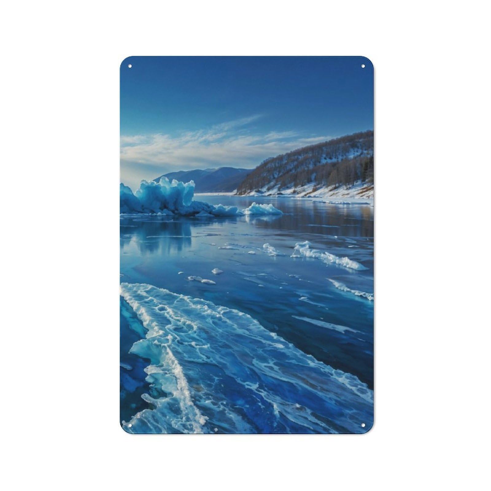 Junmoney Sunlit On Lake Baikal P2 Vintage Tin Sign 30X20cm With For Guest Room Or Hallway, Suited To Wall Displays In Guest Rooms And Hallways