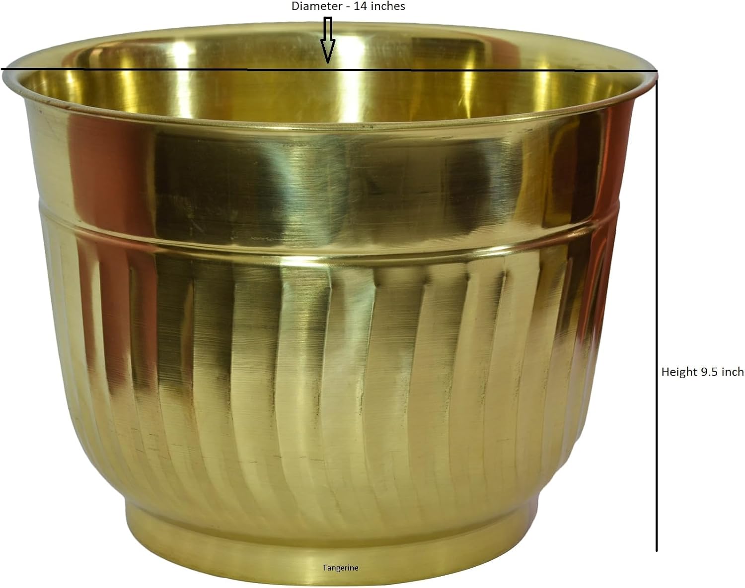 Tangerine Brass Planter - Handcrafted Brass Plant Container/Flower Pot with Lacquer Finish/Polish- diameter-14 inch - (4, 14)