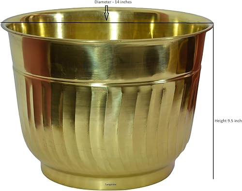 Miniatura 7 de Maceta de latón hecha a mano, maceta de latón, maceta de latón, panter para interiores y exteriores, con acabado lacadopulido (diámetro 12 pulgadas)