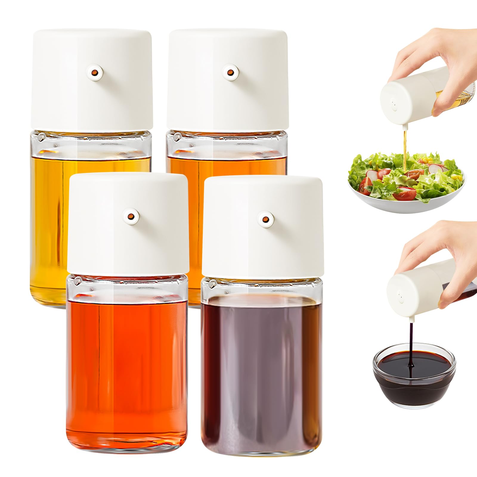 Woobroo 4 PCS Glass Oil Dispenser Bottles, 120ml Leak-Proof vinegar Dispenser for storing oil, olive oil, vinegar, and soy sauce