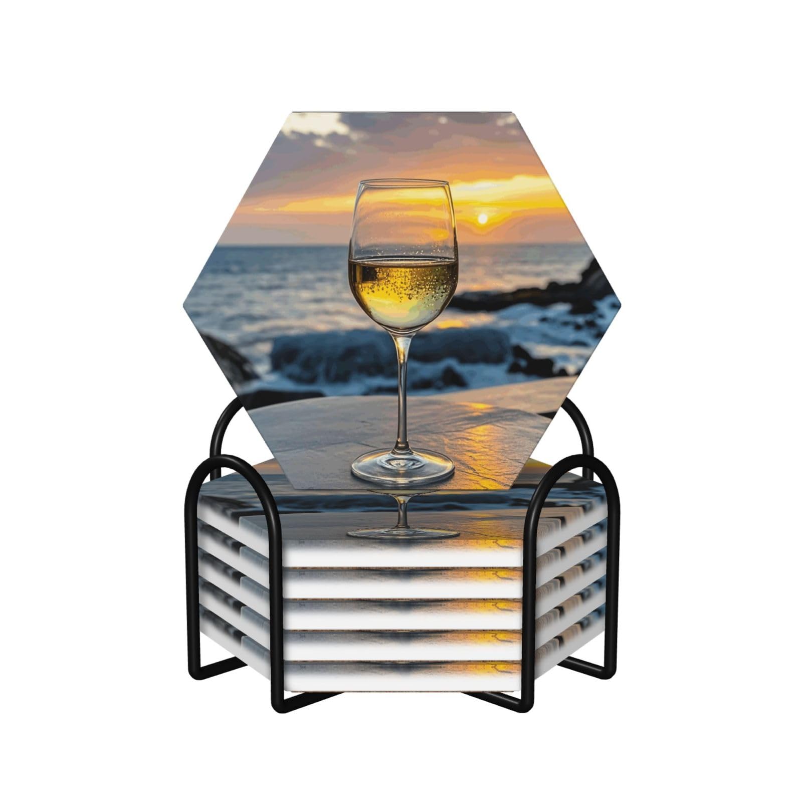 Dessous de verre de table coucher de soleil, idée cadeau créative de pendaison