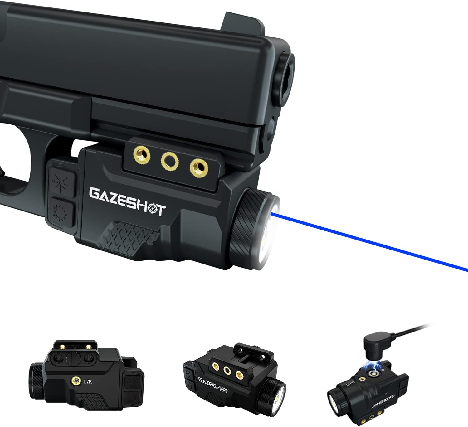 GAZESHOT Mini 700 Lumen Pistol Light Laser Combo Weapon Light Tactical Flashlights, Magnetic USB Rechargeable with Blue Beam Sight and Strobe Mode for GL and Picatinny Rail