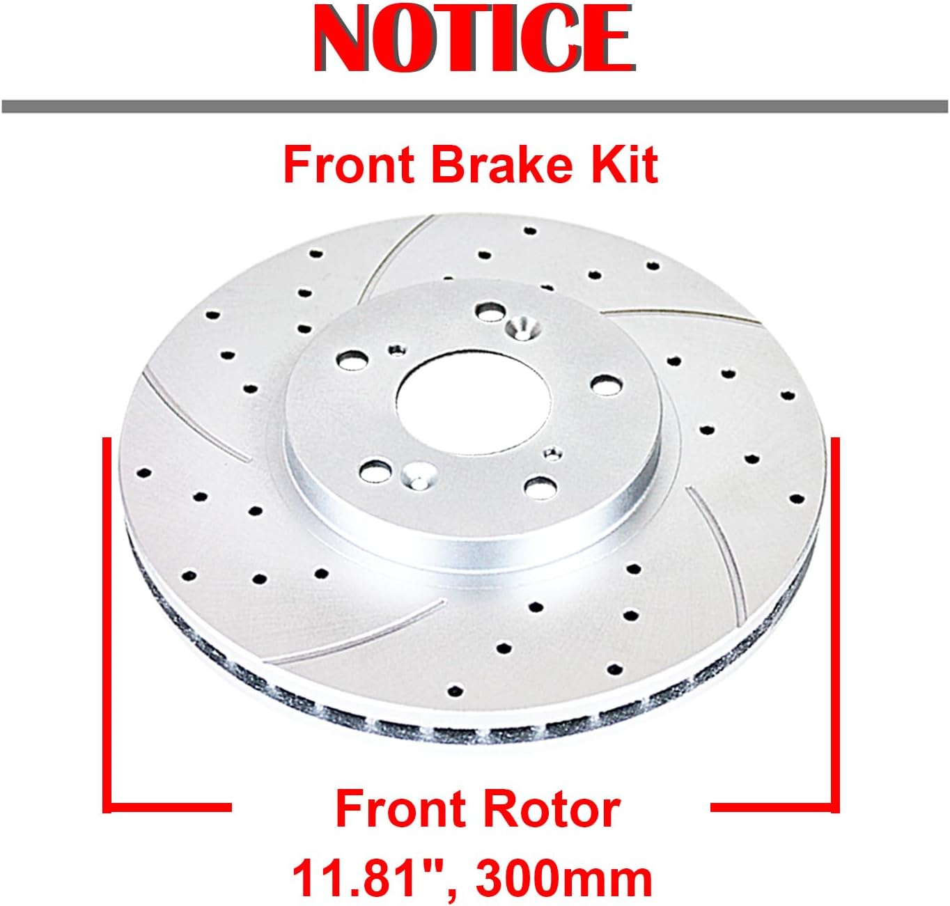 Acinoparts Front(11.81 inch, 300mm) Brake Kit for Honda Accord Acura TSX CL TL Drilled and Slotted Disc Brake Rotors Ceramic Brakes Pads