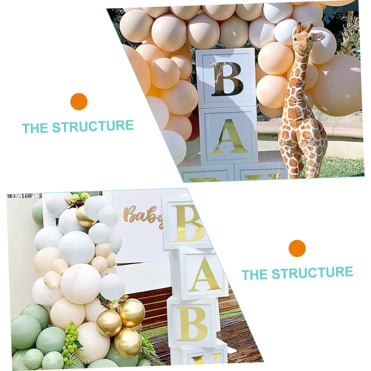KOMBIUDA Babyboxen mit Luftballonketten aus Papier zur Babyparty Dekoration für Jungen Babybausteine für Shower und Geburtstag