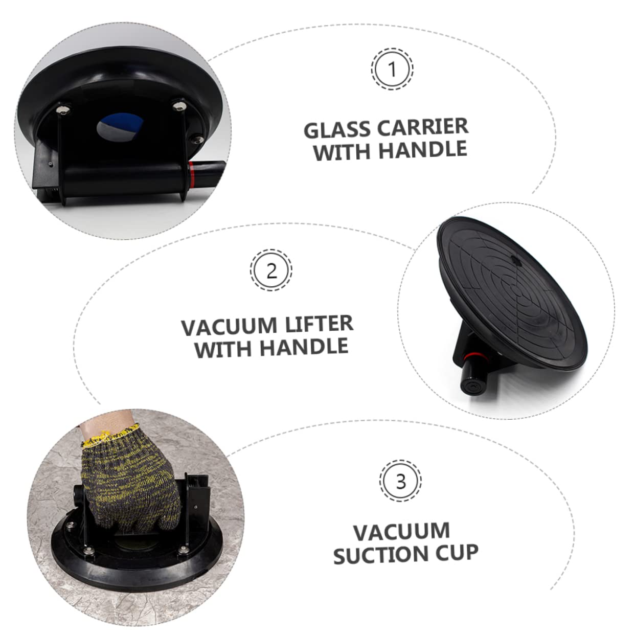 SOLUSTRE Practical 8 Inches Vacuum Glass Lifter Handle Windshield Suction Cup for Quick Lifting