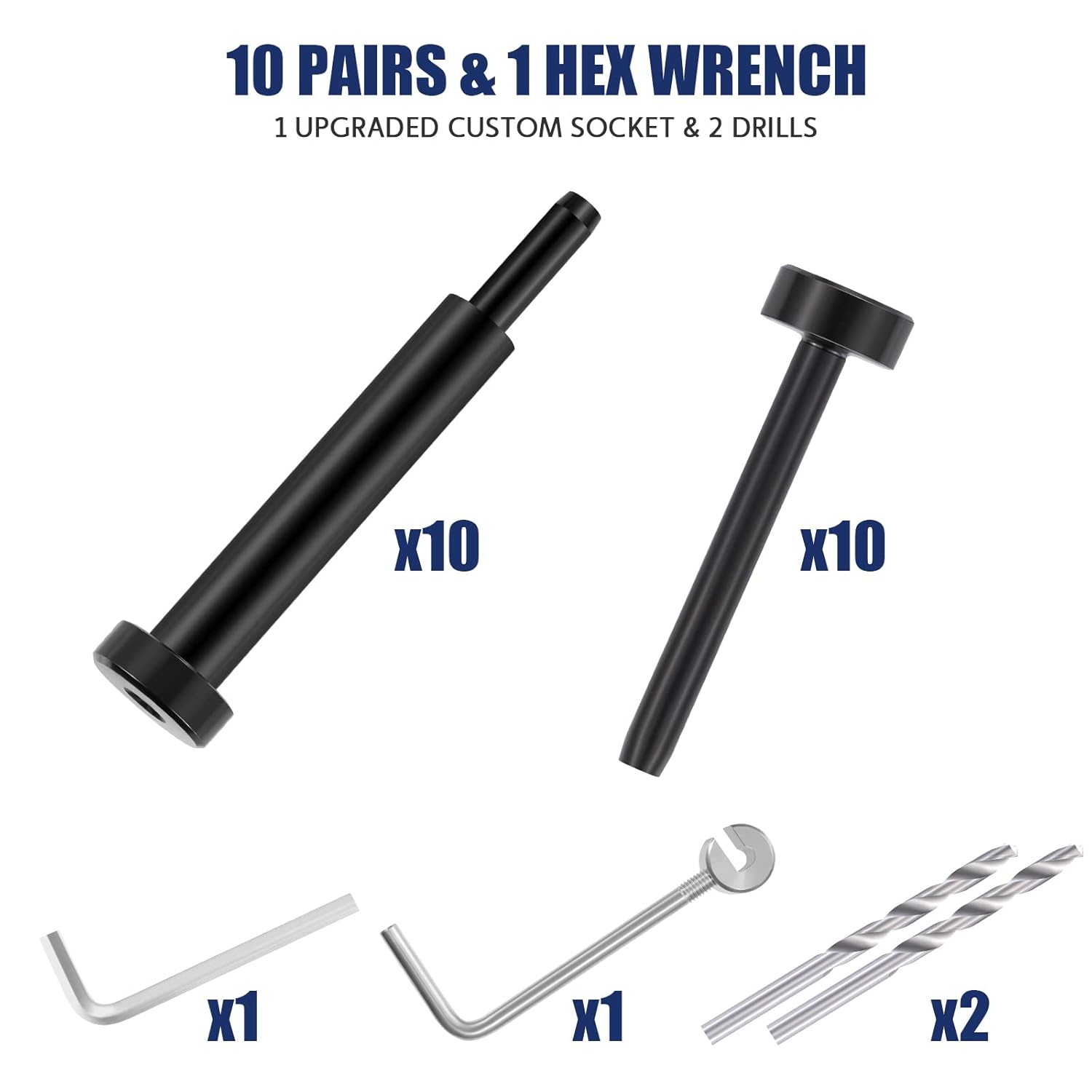 Cable Railing Kit for Deck - 10 Pair Black Invisible Cable Railing Hardware System, 1/8" T316 Stainless Steel Hidden Tensioner for Wood/Metal Posts