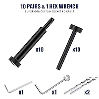 Vista 6 de Kit de barandilla de cable para cubierta – 10 pares de barandillas de cable invisible negro, tensor oculto de acero inoxidable T316 de 1/8 pulgadas