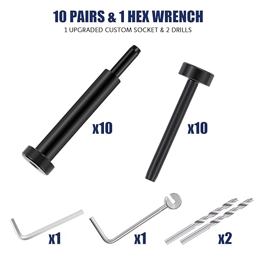 Miniatura 6 de Kit de barandilla de cable para cubierta  10 pares de barandillas de cable invisible negro, tensor oculto de acero inoxidable T316 de 18 pulgadas