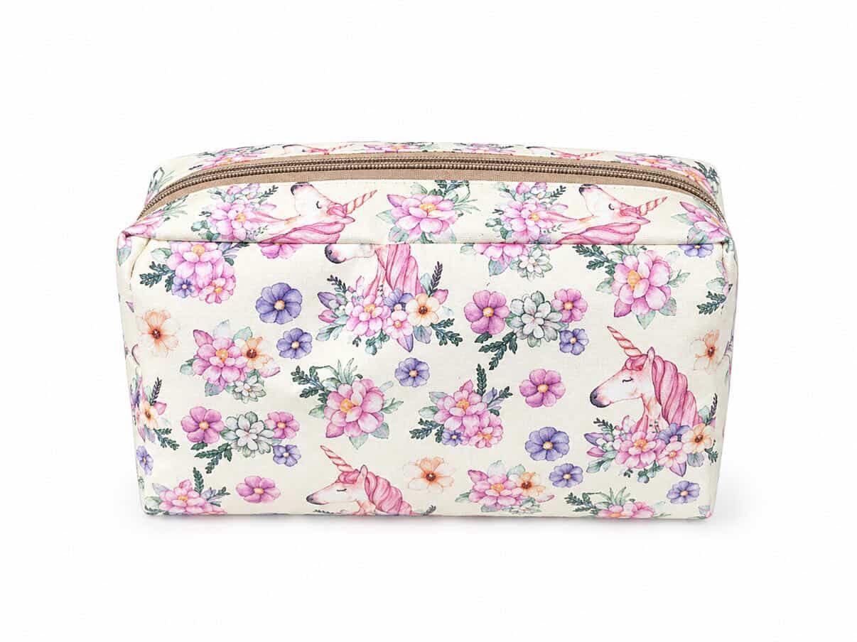 Aesthetic Unicorn Floral Makeup Pouch, Multipurpose Travel Cosmetic Organizer & Stationery Pencil Case for Women and Girls-image-32