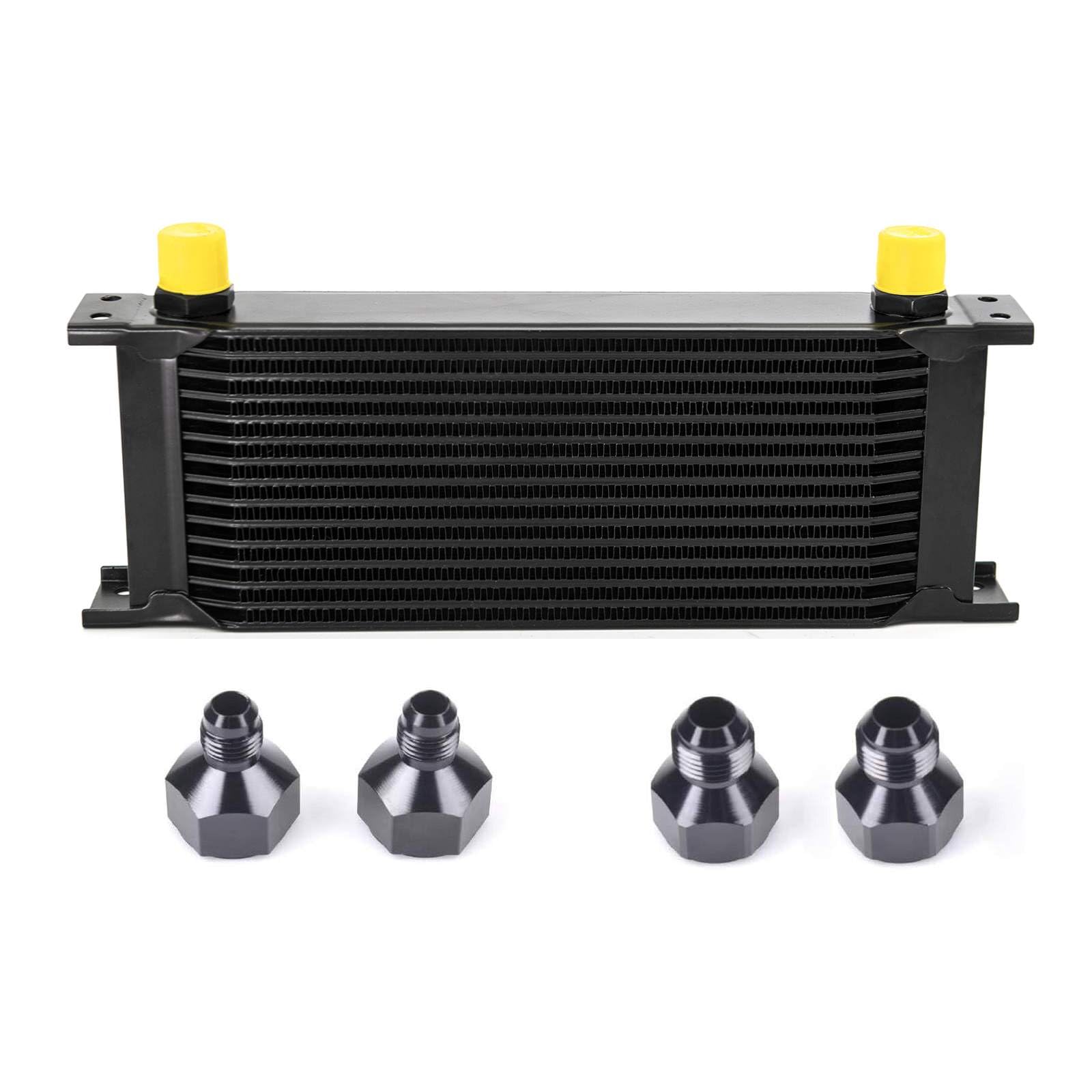 15 Row AN10-10AN Stacked Plate Oil Cooler With 6AN 8AN Adapter Universal Engine Transmission British Radiator Oil Cooler Condenser Aluminium Alloy Black