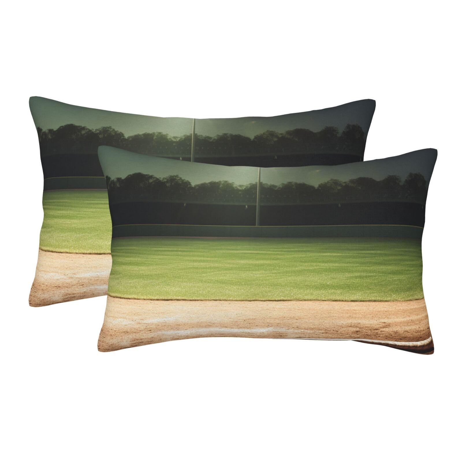 2 Pack Pillow Cases with Hidden Zipper, Soft Breathable Pillow Covers for Hair and Skin, Baseball Sports Field Pillowcases 20"x30" Bed Pillow Protectors Cover for Sleeping Gifts