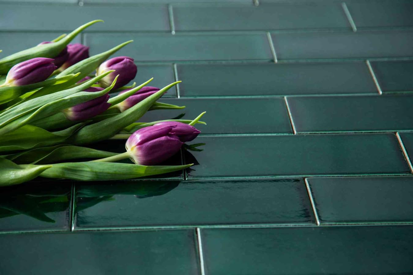Cerames Azulejos de mosaico verde verde brillante verde - mosaico de cerámica mexicana Talavera, México azulejos para cocina, baño, pared posterior de la cocina Un paquete de 35 azulejos verde oscuro