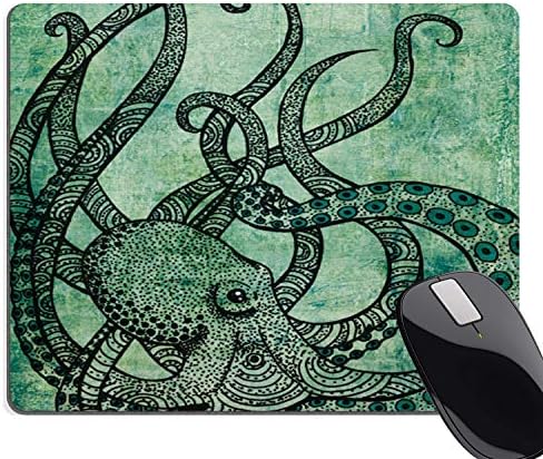 Hscban Gorgeous Cool Octopus Colored Printed Green Mousepad Non Slip Rubber Mouse pad Gaming Mouse Pads
