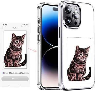 White Ink Screen Smart Phone Case Compatible with iPhone 14 PRO Max 6.7 Inch Can Display Image 3.5 on Ink Phone Case