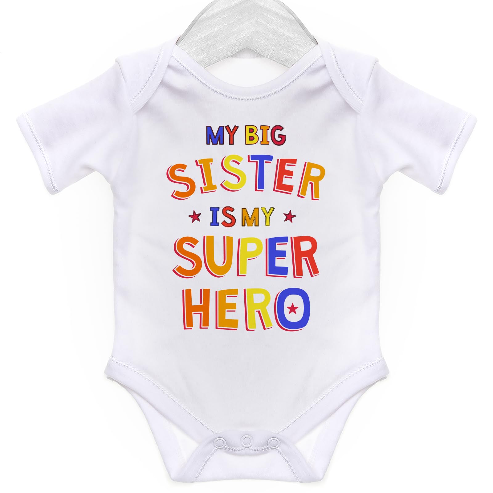 ART HUSTLE My Big Sister is My Super Hero/Baby Grow for Baby Boy Or Girl (White - 0-3m)