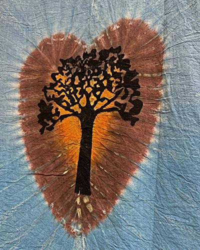 Mens Bohemian Cotton Yoga Clothing Tie-Dye Tree of Life Kurta Tunic (Blue)4