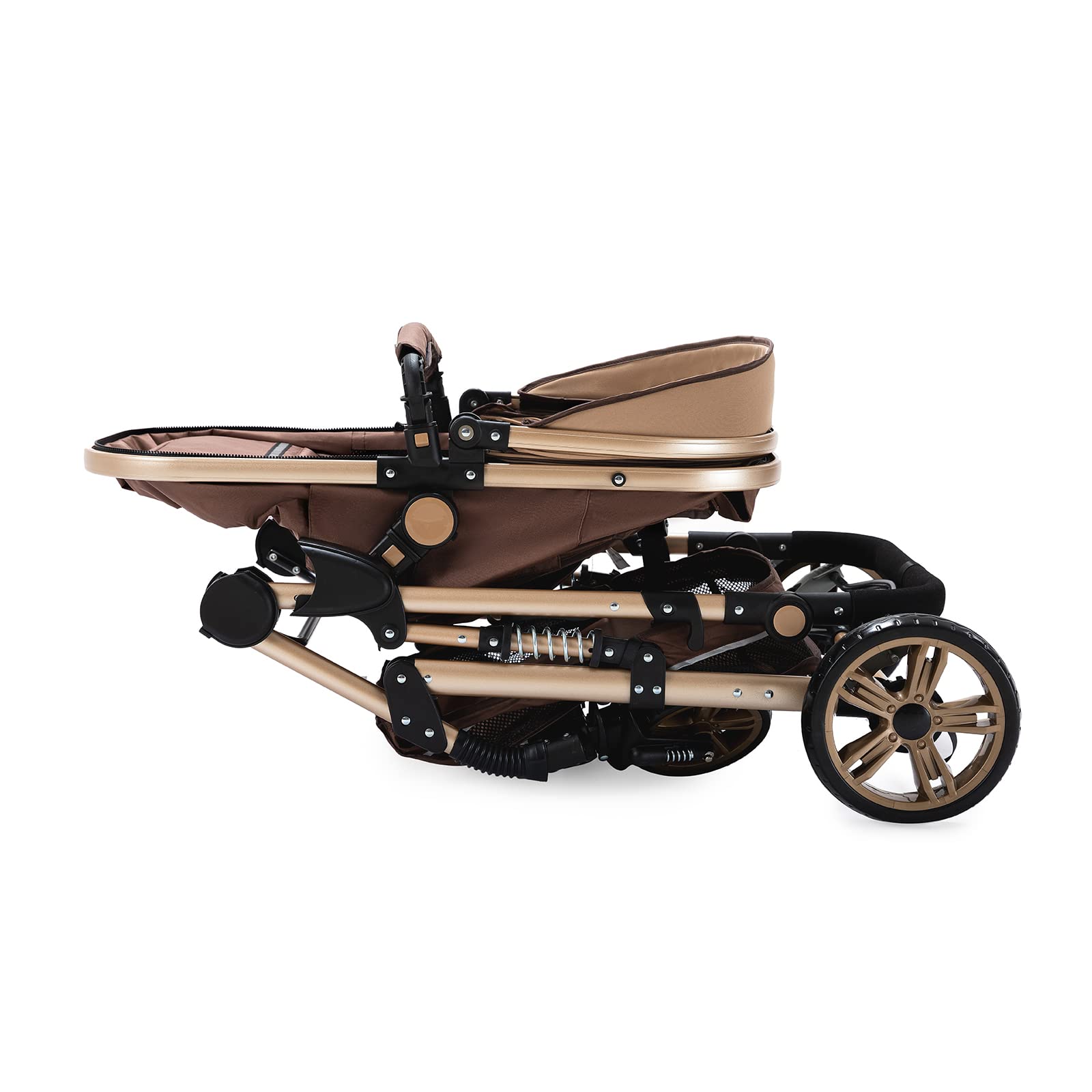 Passeggino Trio 3 in 1 Magic ZC Carrozzina Neonati Portatile Pieghevole Un Clic Spinta Reversibile beige