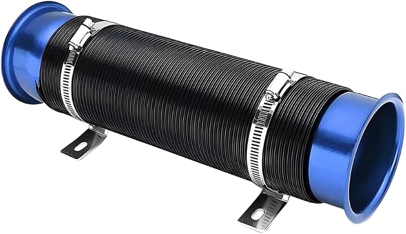 Tubo de admissão de ar para turbina FALVFUN, flexível em alumínio, 7,62 cm x 34,54 cm – Azul