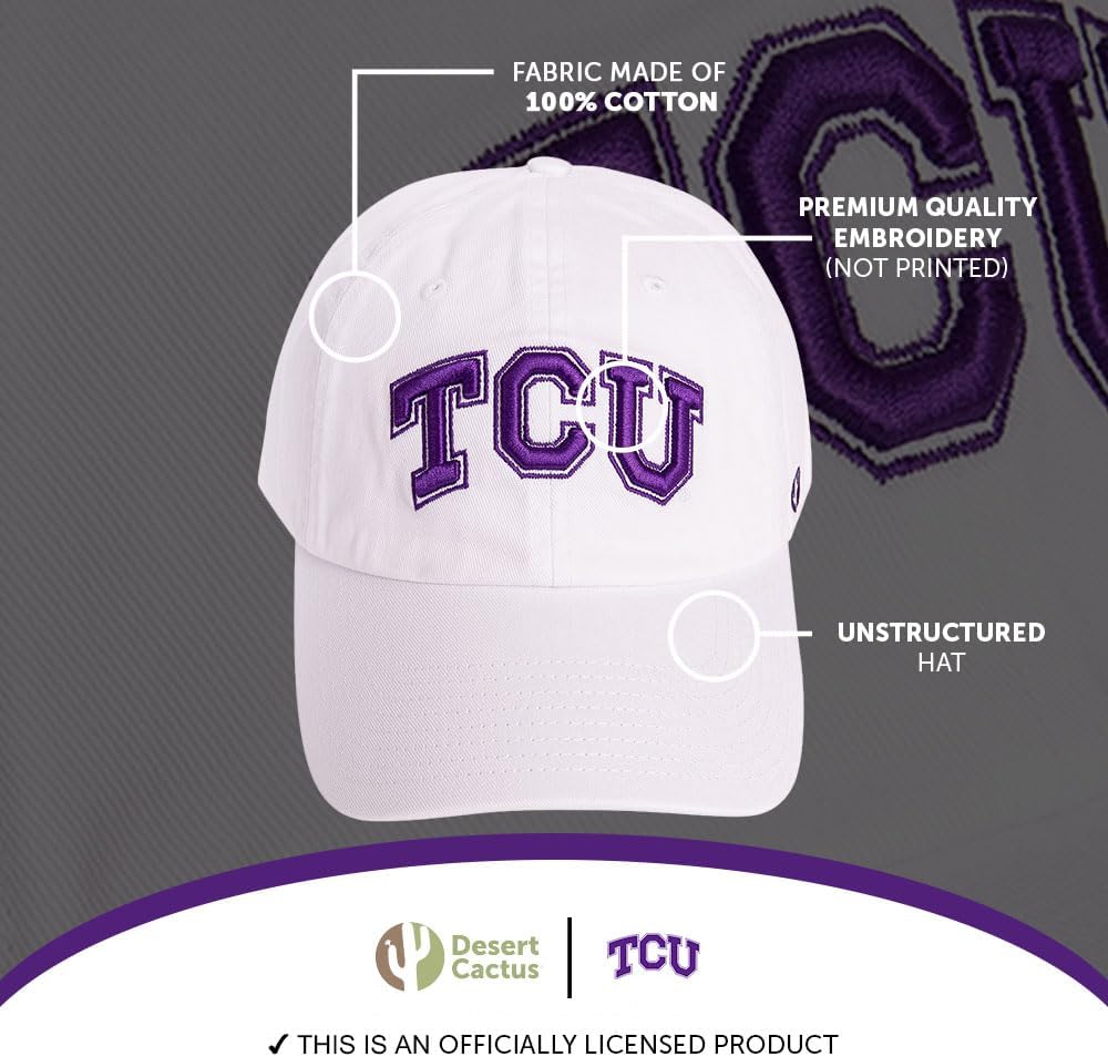 Desert Cactus Texas Christian University Baseball Hat Horned Frog Brimmed Embroidered Cap Adjustable Cloth Strap Adult Type B