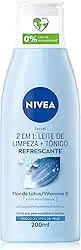 NIVEA Loção 2 em 1 200ml - Leite de Limpeza e Tônico - Remove as impurezas, inclusive resíduos de maquiagem e poluição, tonifica profundamente e deixa a pele mais saudável - Cuidado facial