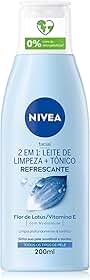 NIVEA Loção 2 em 1 Leite de Limpeza Facial + Tônico Refrescante 200ml, Limpeza Profunda, Remove Impurezas, Tonifica, Vitamina E