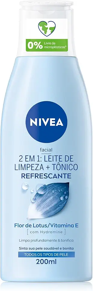 NIVEA Loção 2 em 1 200ml - Leite de Limpeza e Tônico - Remove as impurezas, inclusive resíduos de maquiagem e poluição, tonifica profundamente e deixa a pele mais saudável - Cuidado facial
