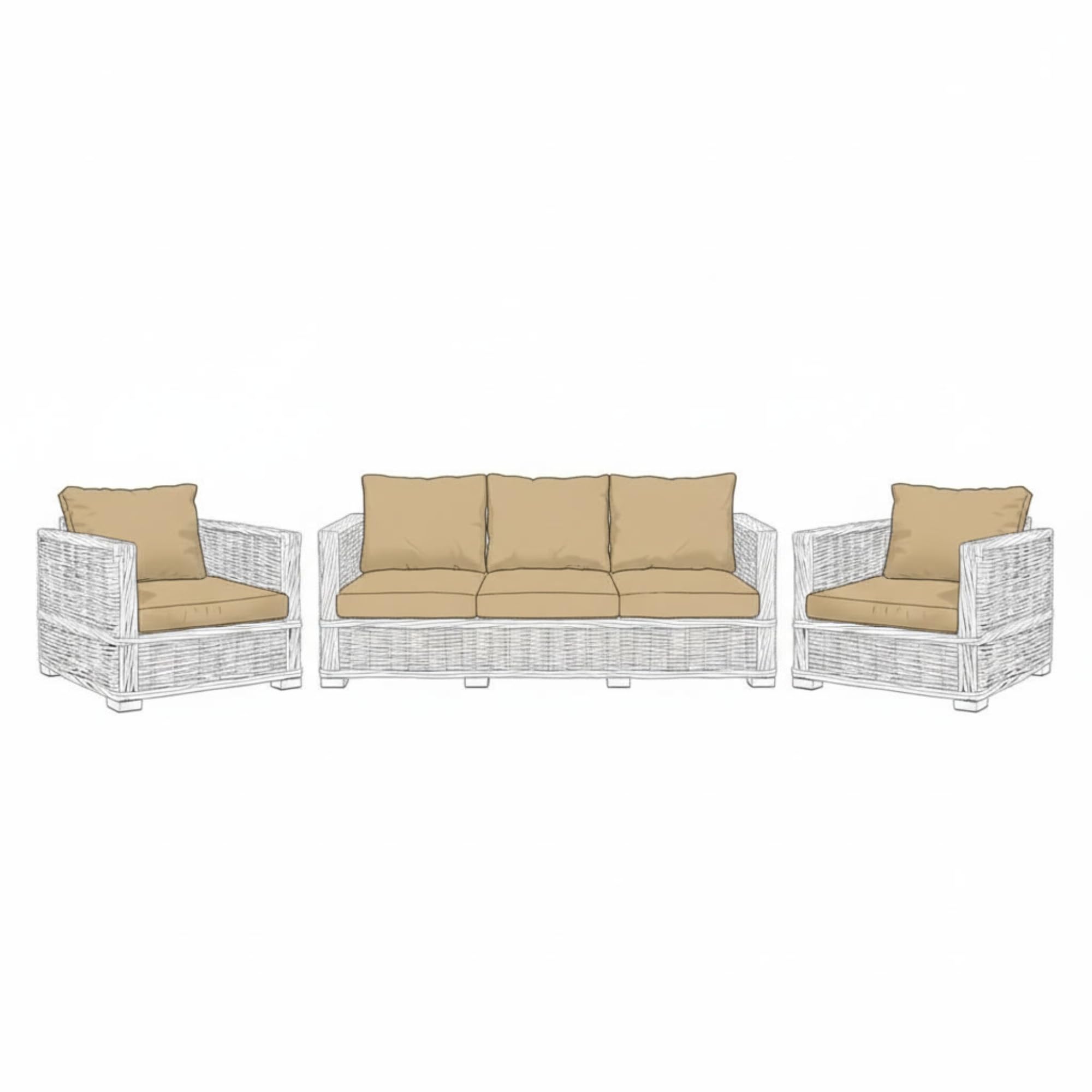 Kosiproducts Replacement Rattan Cushion Seat Cushions Garden Patio Furniture [Beige, 5 Seats + 5 Cushions] - Furntiure Not Included