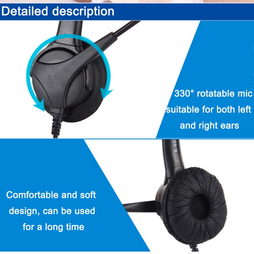Auriculares de computadora para PC Call Center Home Office Online Skype Laptop con micrófono en cable Control de volumen Cancelación de ruido. 2