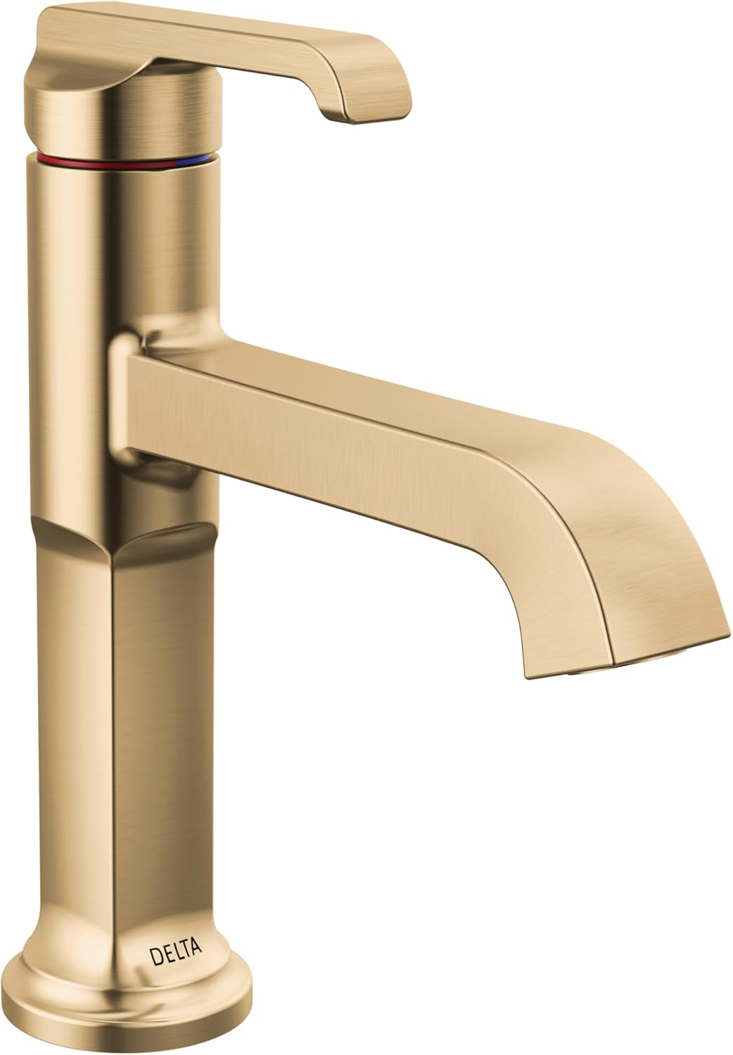 Delta Tetra Brushed Gold Bathroom Faucet 1 Hole, Single Hole Bathroom Sink Faucet for Vanity, Lumicoat Champagne Bronze 589-CZ-PR-LPU-DST (Drain Not Included)